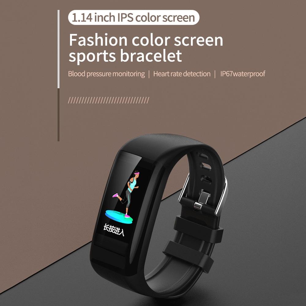 Waterproof Smart Bracelet With Call Heart Rate Bp Sleep And Sedentary Functions - Black
