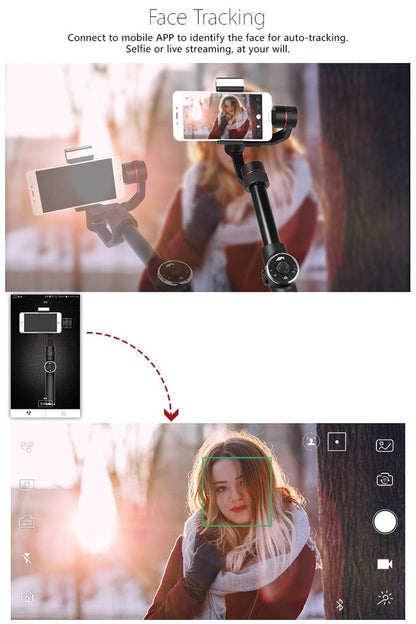 3-axis Gimbal Stabilizer with Tripod Mount & Fill Light for Smartphones - Black