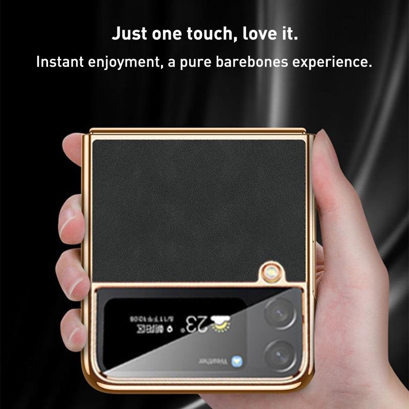 For Samsung Galaxy z Fold4 5G Foldable Lambskin Phone Case - Electroplated - Navy Blue