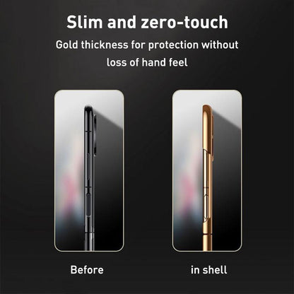 For Samsung Galaxy z Fold4 5G Foldable Lambskin Phone Case - Electroplated - Navy Blue