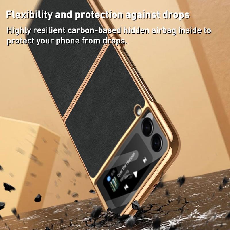 For Samsung Galaxy z Fold4 5G Foldable Lambskin Phone Case - Electroplated - Navy Blue