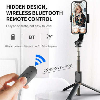 Bluetooth Gimbal Stabilizer with Remote and Tripod - Black