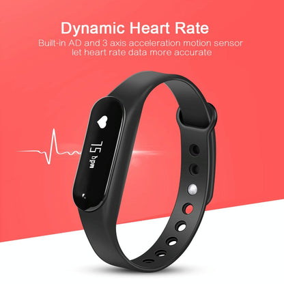 Bluetooth Smart Bracelet With Heart Rate Monitor And Sleep Tracker - Black