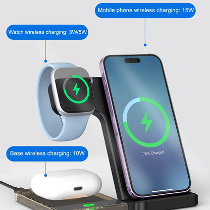 15W 5 In 1 Foldable Magnetic Wireless Charger With Night Light - Black