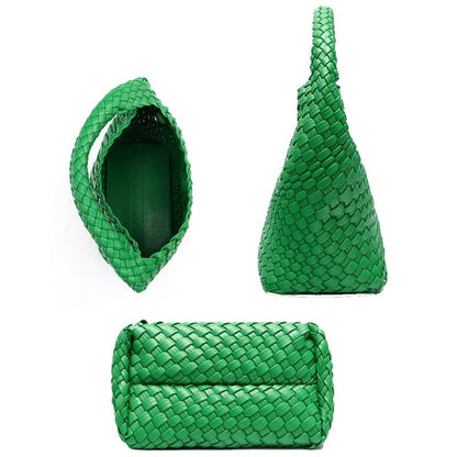 Apricot Hand Woven 2-in-1 Shoulder Bag - Apricot Colour