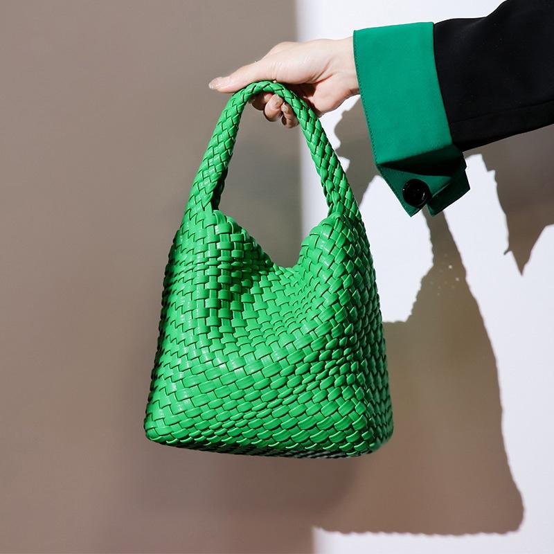 Apricot Hand Woven 2-in-1 Shoulder Bag - Apricot Colour