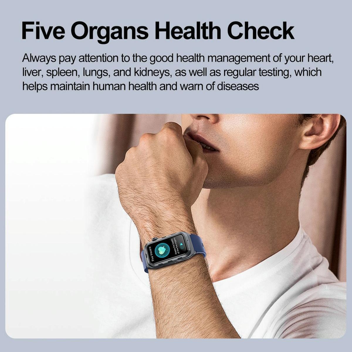 Waterproof Ecg Smart Watch For Health Monitoring - Ip68 - Blue