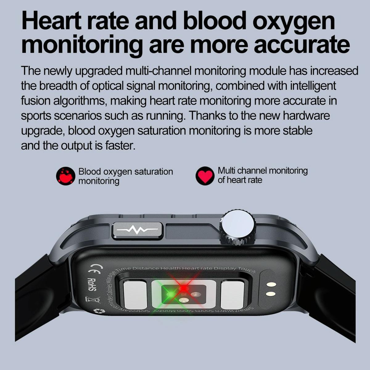 Waterproof Ecg Smart Watch For Health Monitoring - Ip68 - Blue