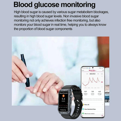 Waterproof Ecg Smart Watch For Health Monitoring - Ip68 - Blue
