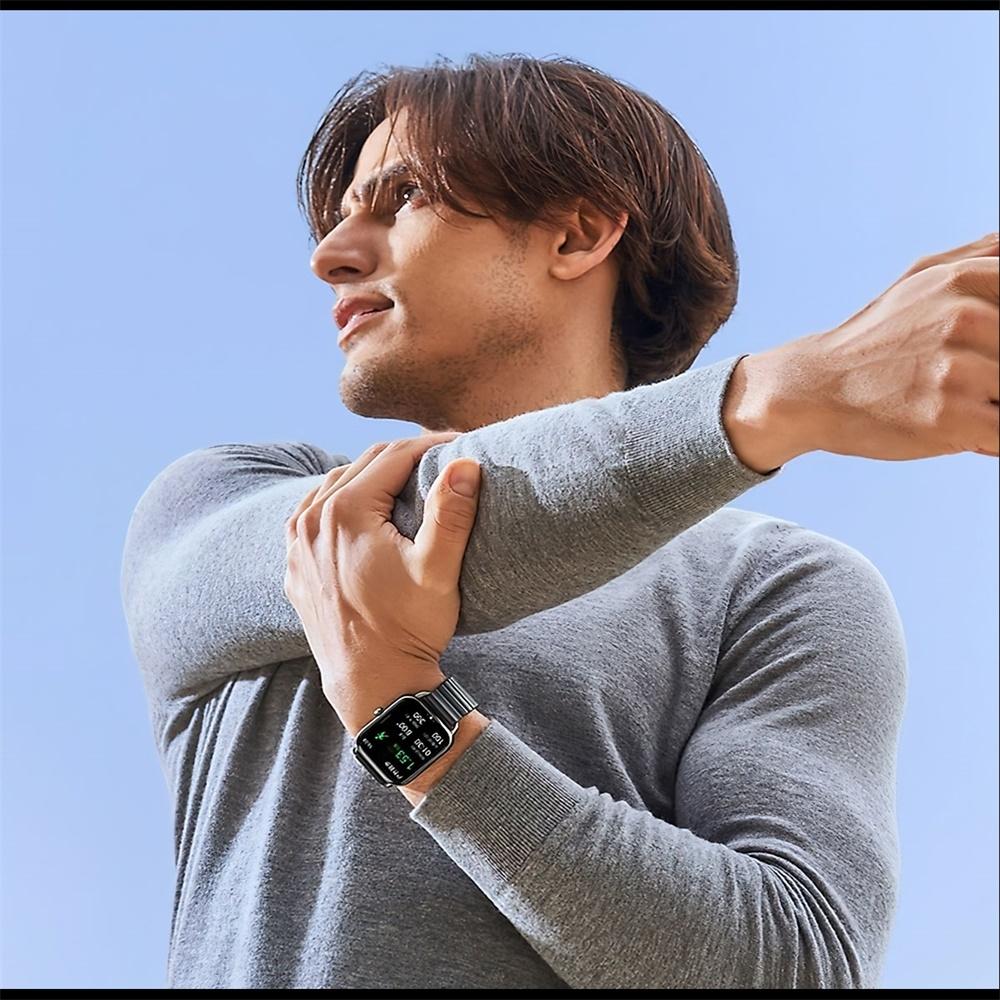 2.04 Inch Colour Screen Smart Watch Steel Strap Support Bluetooth Call - Silver