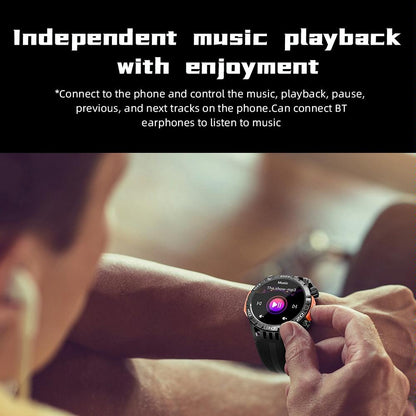 1.46 Inch Ip68 Waterproof Sos Flashlight Bluetooth Smart Watch - Blue