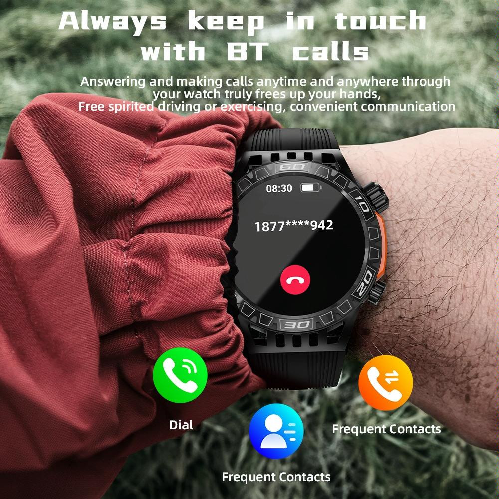 1.46 Inch Ip68 Waterproof Sos Flashlight Bluetooth Smart Watch - Blue