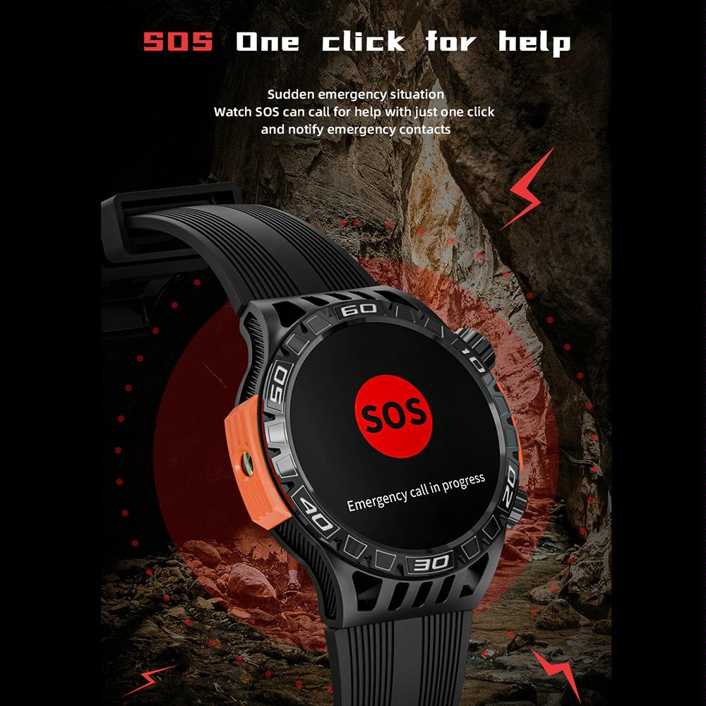1.46 Inch Ip68 Waterproof Sos Flashlight Bluetooth Smart Watch - Blue