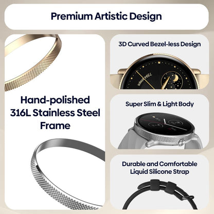 1.43 Inch Screen Voice Calling Smart Watch Support Heart Rate / Blood Pressure / Blood Oxygen - Gold