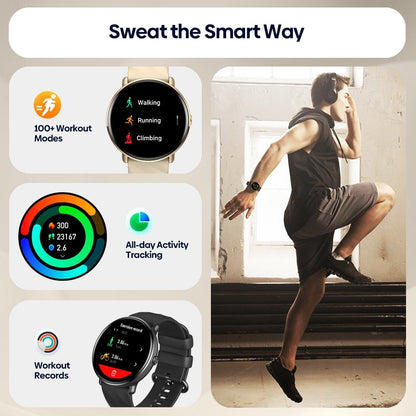 1.43 Inch Screen Voice Calling Smart Watch Support Heart Rate / Blood Pressure / Blood Oxygen - Gold