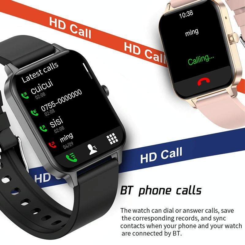 1.69 Inch Ips Touch Screen Ip68 Waterproof Smart Watch Support Sleep Monitoring / Heart Rate Monitoring / Bluetooth Call / Body Temperature Monitoring - Blue