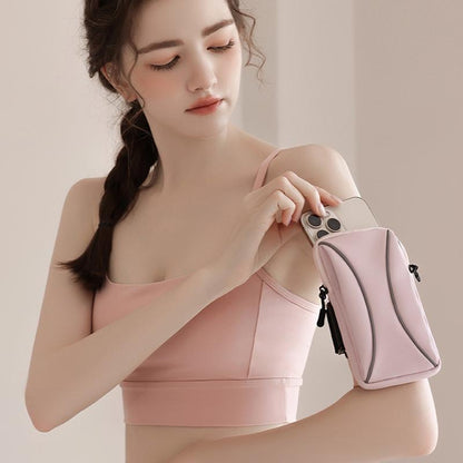 Waterproof Running Arm Bag For Mobile Phones Pouch For Outdoor Activities - Pink
