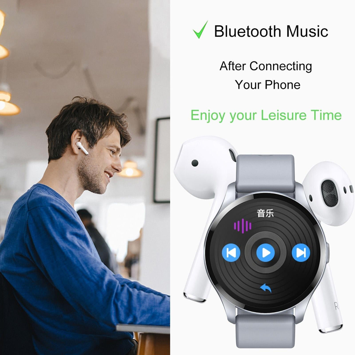 1.28 Inch Tft Colour Screen Ip67 Waterproof Smart Watch Support Body Temperature Monitoring / Sleep Monitoring / Heart Rate Monitoring - Black
