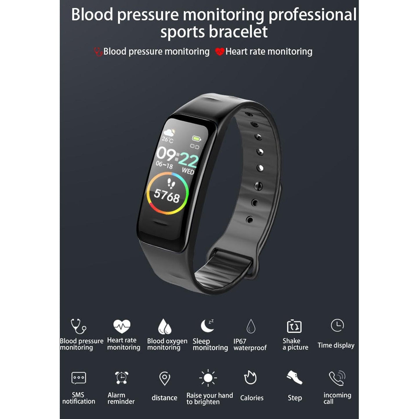 Waterproof Smart Bracelet With Colour Screen - Ip67 - Blue