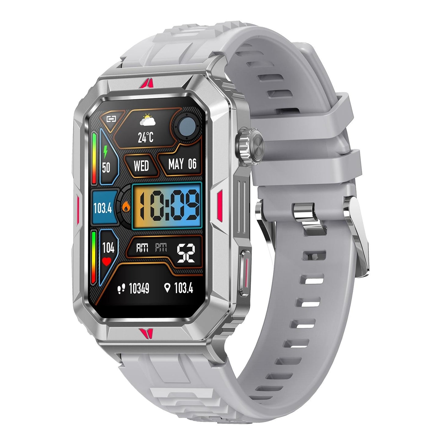 Smart Bracelet With Sleep Detection And Silicone Strap - Bt5.2 - Camo Silver