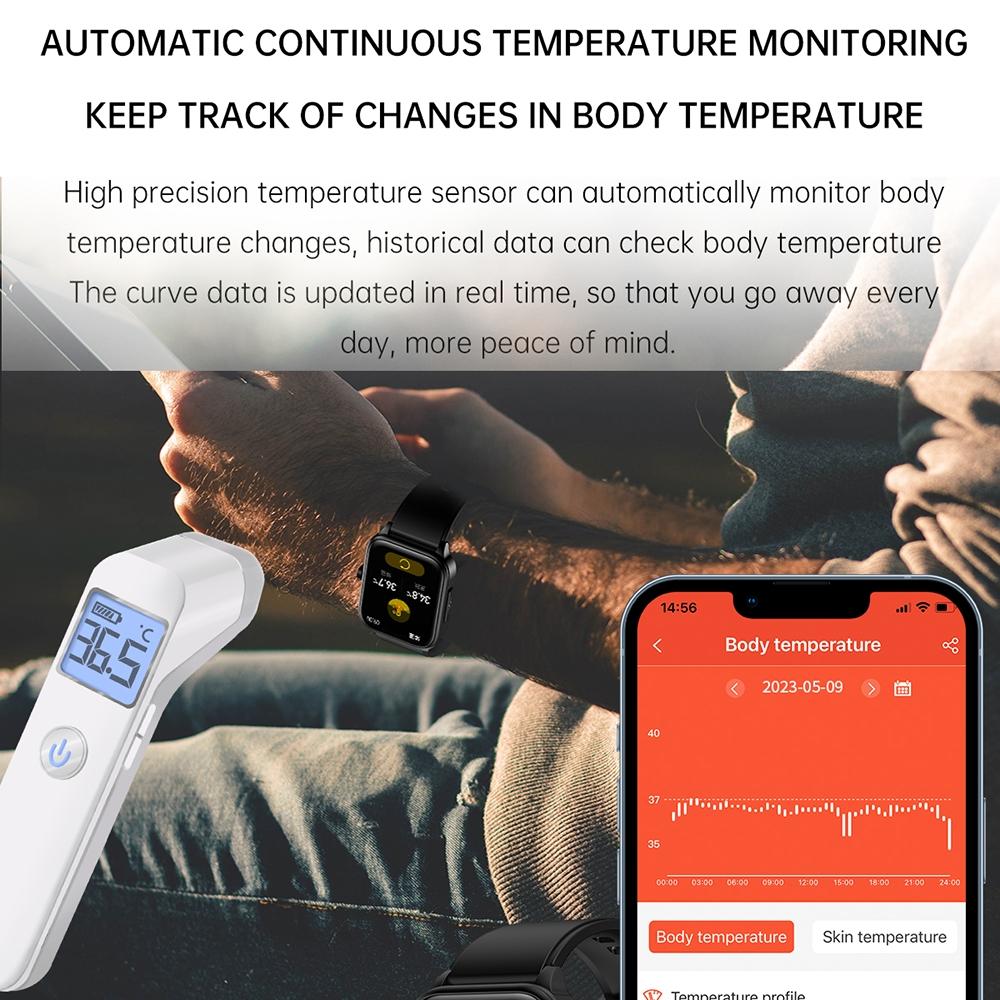 1.91 Inch Ip67 Waterproof Silicone Band Smart Watch Support Ecg / Non-Invasive Blood Glucose Measurement - Red