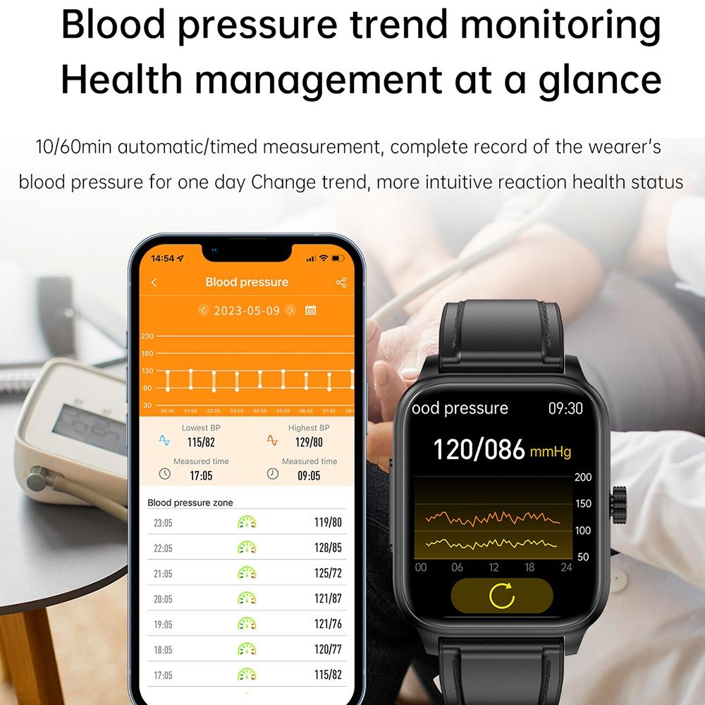 1.91 Inch Ip67 Waterproof Silicone Band Smart Watch Support Ecg / Non-Invasive Blood Glucose Measurement - Red