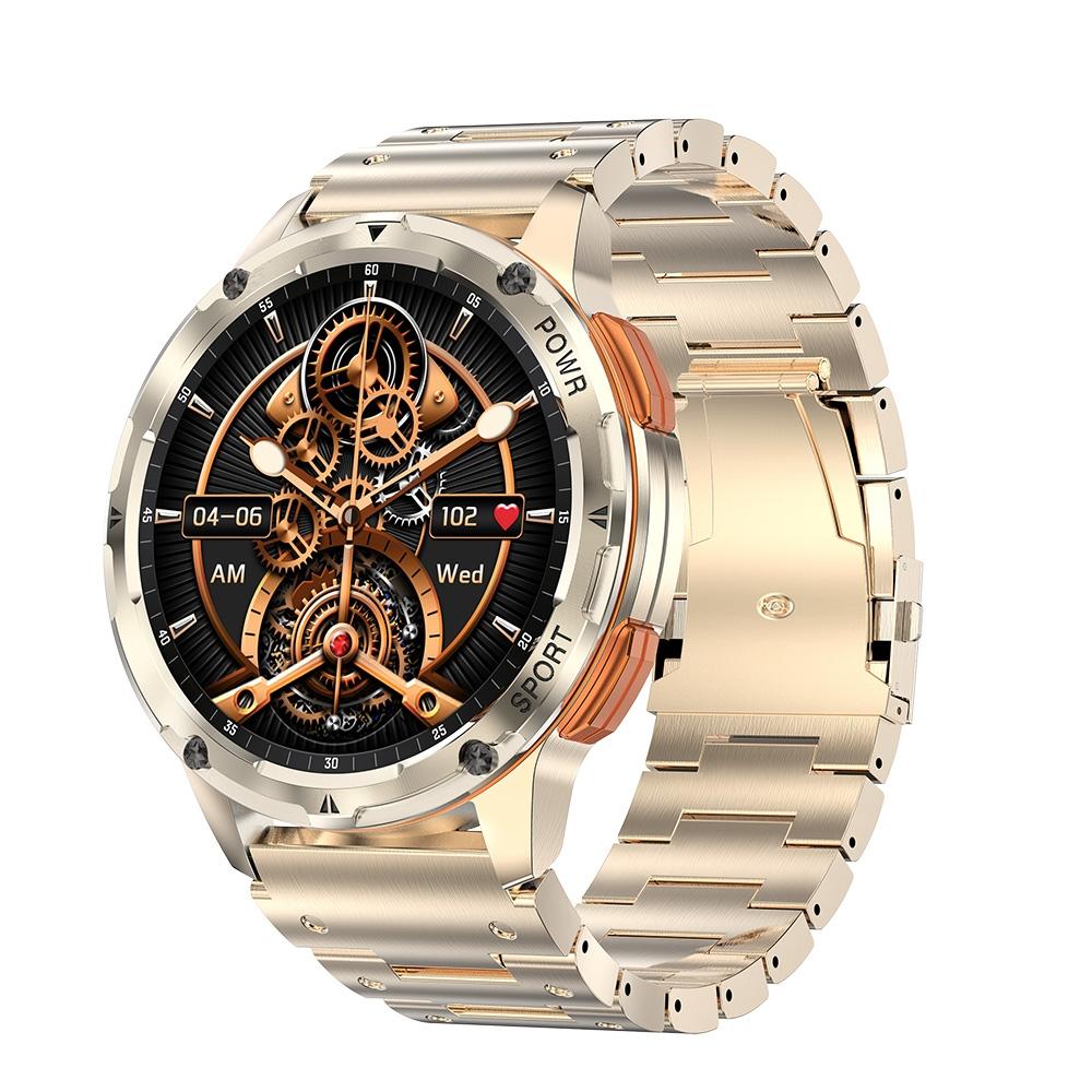 1.43 Inch Amoled Round Screen Steel Strap Smart Watch - Black
