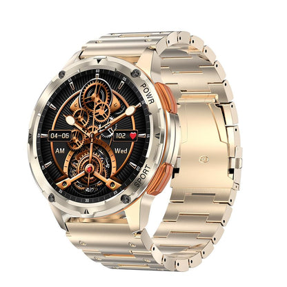 1.43 Inch Amoled Round Screen Steel Strap Smart Watch - Black