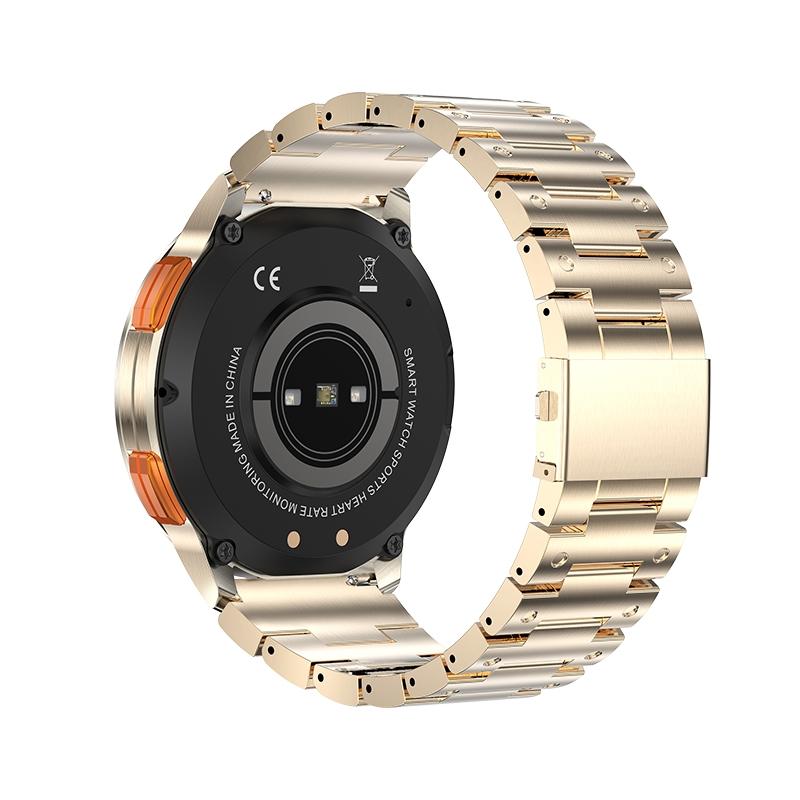 1.43 Inch Amoled Round Screen Steel Strap Smart Watch - Black