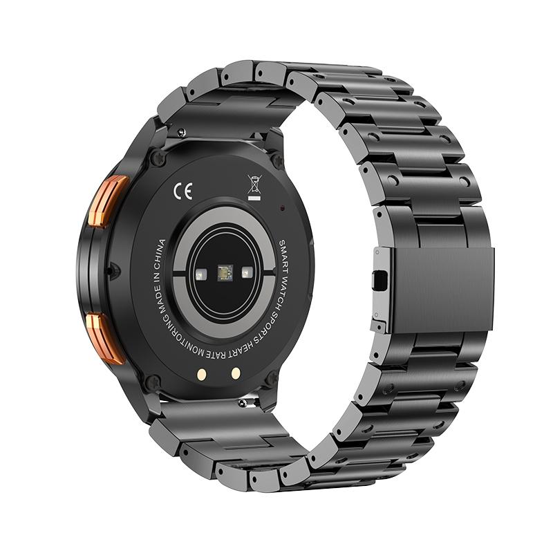 1.43 Inch Amoled Round Screen Steel Strap Smart Watch - Black
