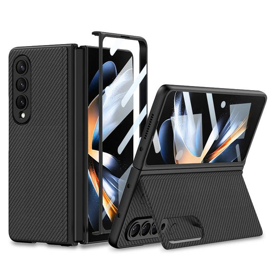 For Samsung Galaxy Z Fold4 5G Foldable Leather Case With Stand - Ultra Thin - Carbon Fiber