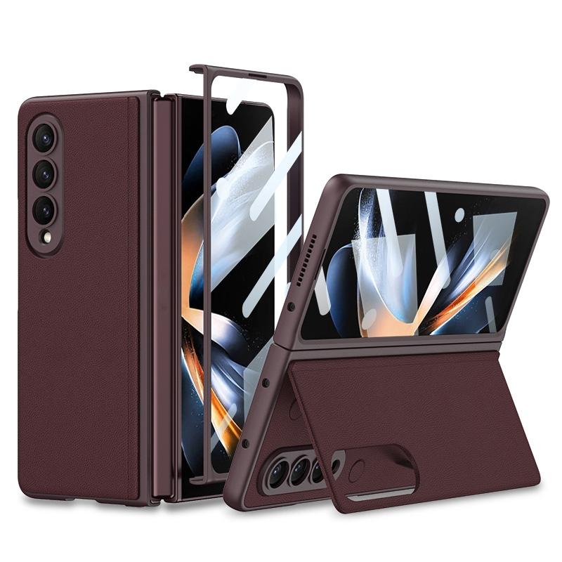 For Samsung Galaxy Z Fold4 5G Foldable Leather Case With Stand - Ultra Thin - Carbon Fiber