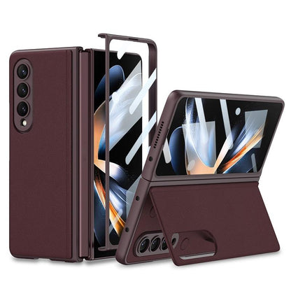 For Samsung Galaxy Z Fold4 5G Foldable Leather Case With Stand - Ultra Thin - Carbon Fiber
