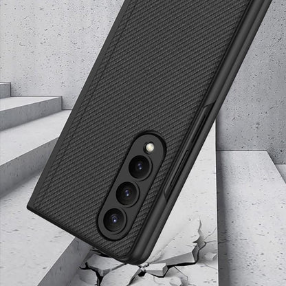 For Samsung Galaxy Z Fold4 5G Foldable Leather Case With Stand - Ultra Thin - Carbon Fiber