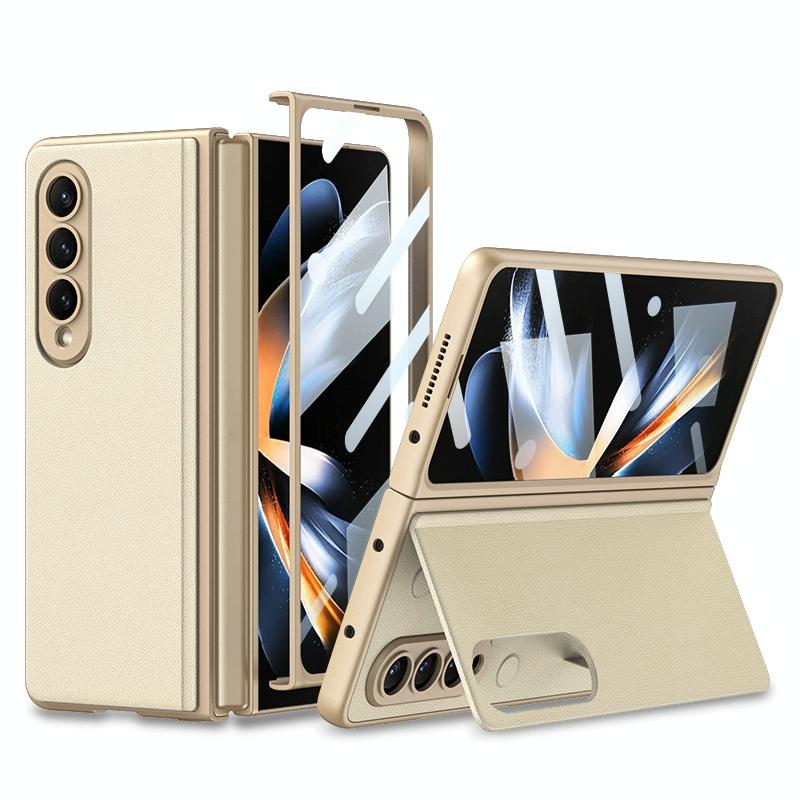 For Samsung Galaxy Z Fold4 5G Foldable Leather Case With Stand - Ultra Thin - Carbon Fiber