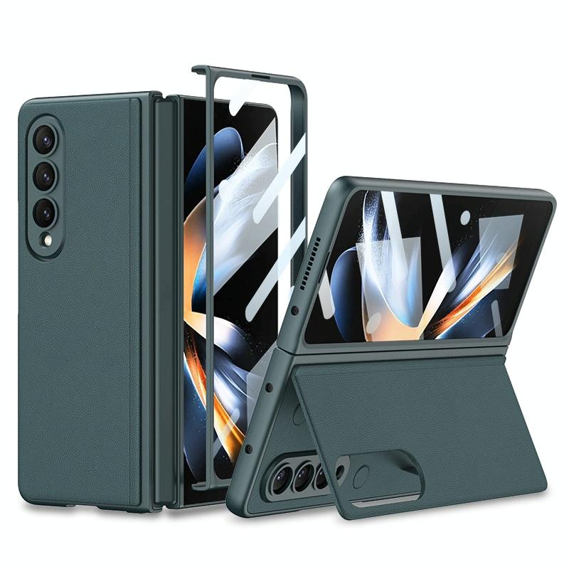 For Samsung Galaxy Z Fold4 5G Foldable Leather Case With Stand - Ultra Thin - Carbon Fiber