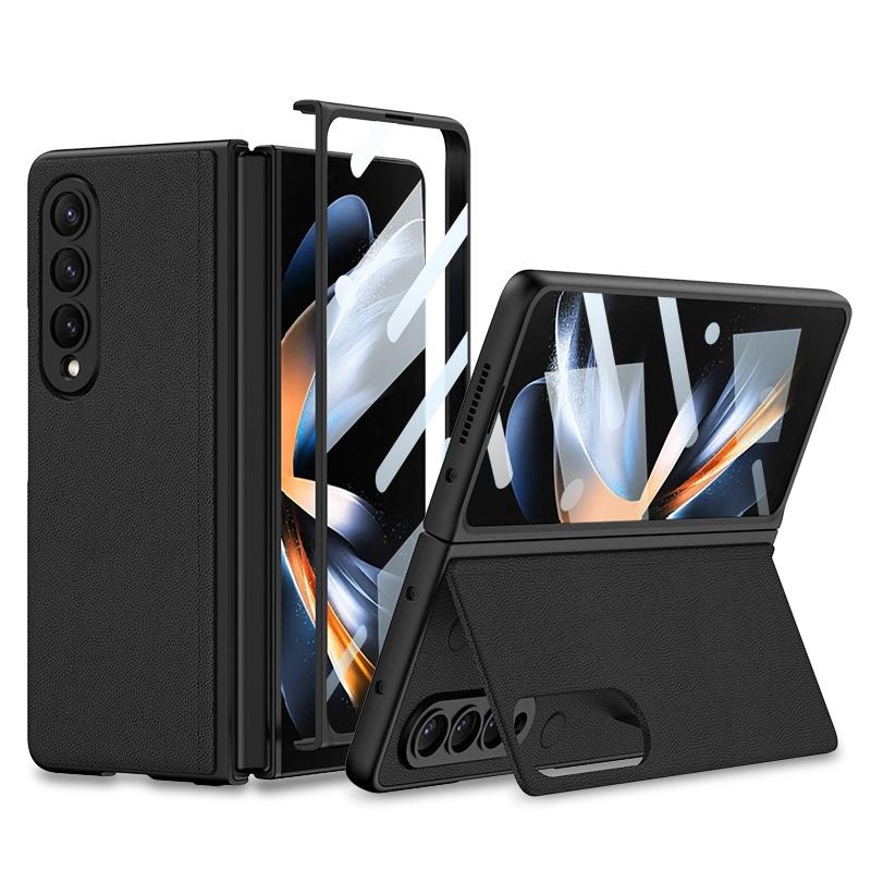 For Samsung Galaxy Z Fold4 5G Foldable Leather Case With Stand - Ultra Thin - Carbon Fiber
