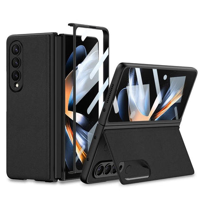 For Samsung Galaxy Z Fold4 5G Foldable Leather Case With Stand - Ultra Thin - Carbon Fiber