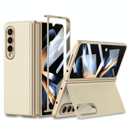 For Samsung Galaxy Z Fold4 5G Foldable Leather Case With Stand - Ultra Thin - Carbon Fiber