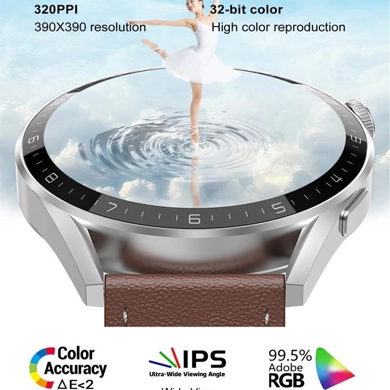Smart Leather Watch With Colour Screen - Gold