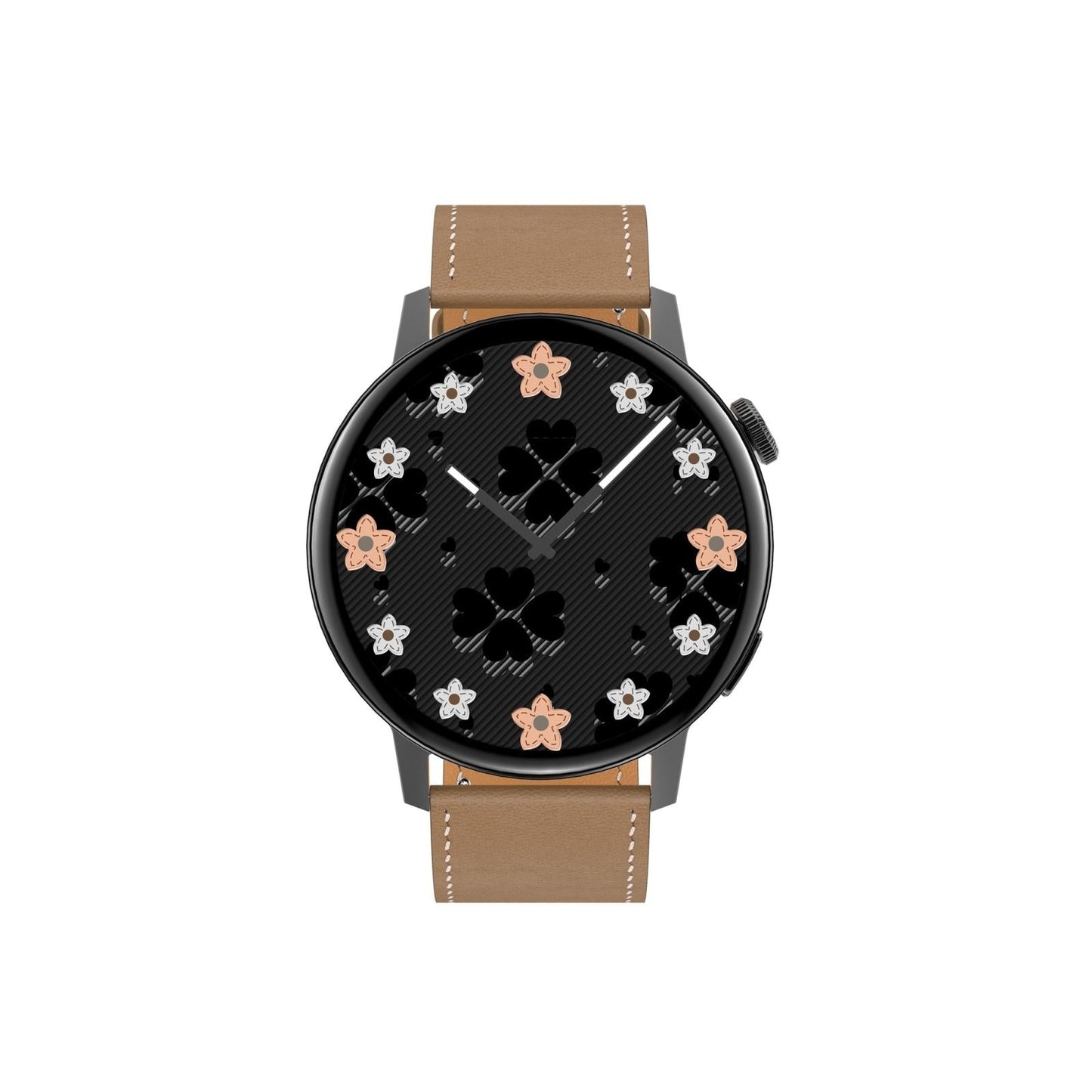 Smart Leather Watch With Colour Screen - Gold
