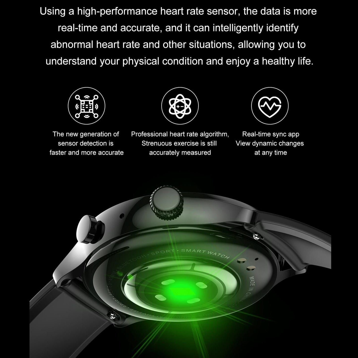 1.36 Inch Amoled Screen Leather Strap Smart Watch Support Nfc Function / Blood Oxygen Monitoring - Black
