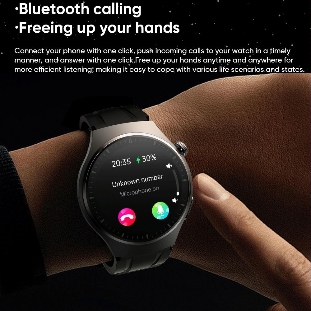 1.43 Inch Amoled Ip67 Smart Call Watch Support Ecg / Body Temperature / Blood Glucose Monitoring - Black