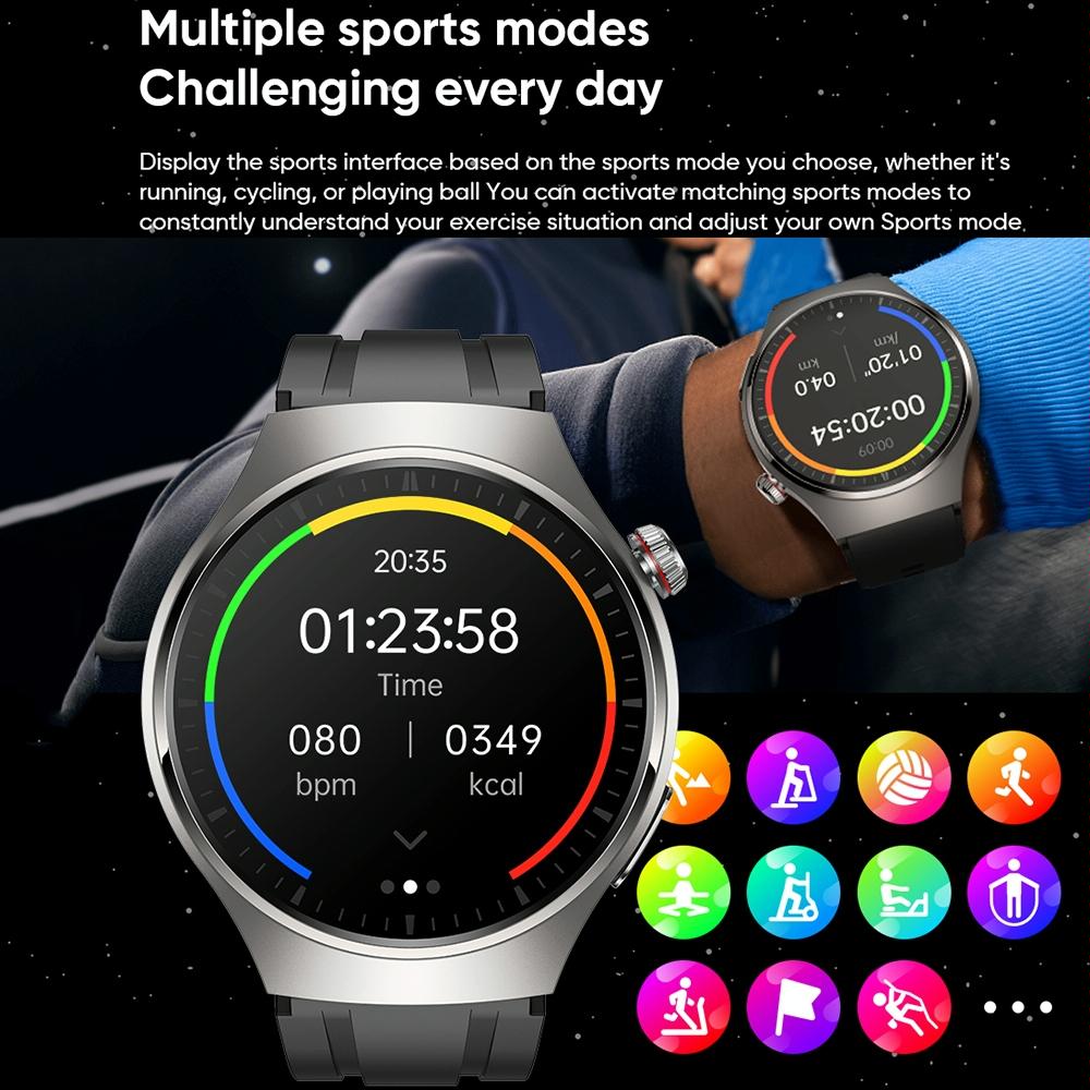 1.43 Inch Amoled Ip67 Smart Call Watch Support Ecg / Body Temperature / Blood Glucose Monitoring - Black