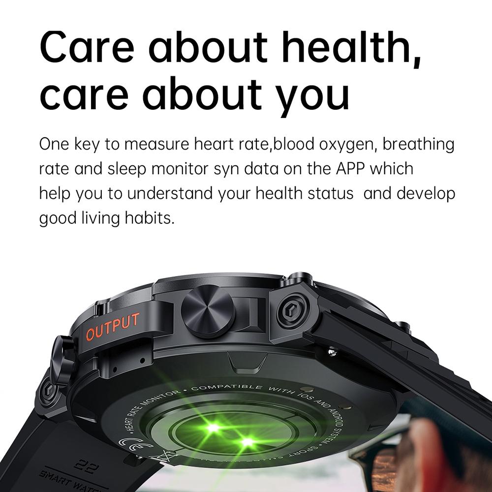 1.39 Inch Heart Rate / Blood Pressure / Blood Oxygen Monitoring Smart Calling Watch - Green