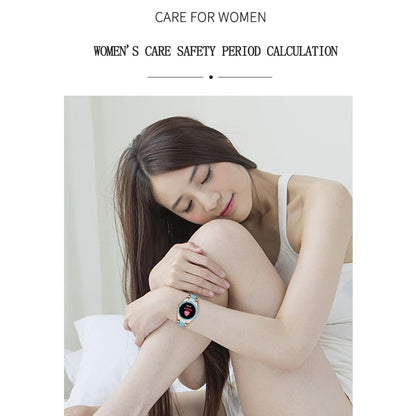 Smart Bracelet With Touch Screen Heart Monitoring Voice Control And Cycle Reminder - Black