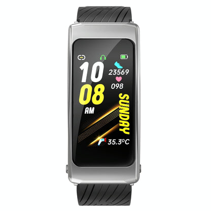 1.14 Inch Silicone Band Earphone Detachable Life Waterproof Smart Watch Support Bluetooth Call - Black Silver