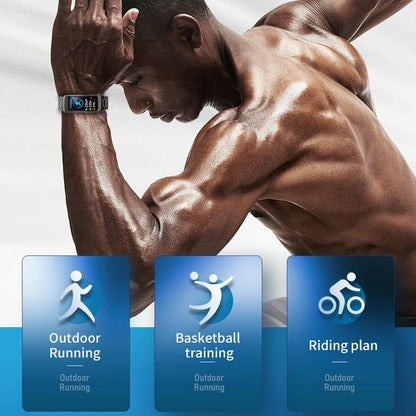 1.14 Inch Silicone Band Earphone Detachable Life Waterproof Smart Watch Support Bluetooth Call - Black Silver