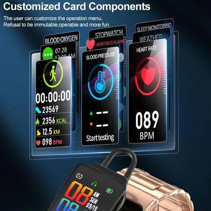 1.14 Inch Silicone Band Earphone Detachable Life Waterproof Smart Watch Support Bluetooth Call - Black Silver