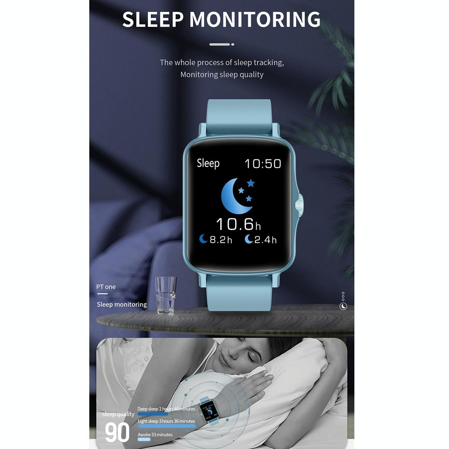 1.44 Inch Ip67 Waterproof Smart Watch With Hd Touch Screen - Blue
